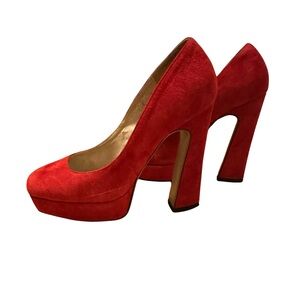 Elegant Red Suede Women's Pumps